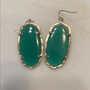 Kendra Scott Elegant Green Gold-Trimmed Earrings